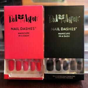 2 sets of Red Aspen Nail Dashes: Matte Black and Matte Pink
